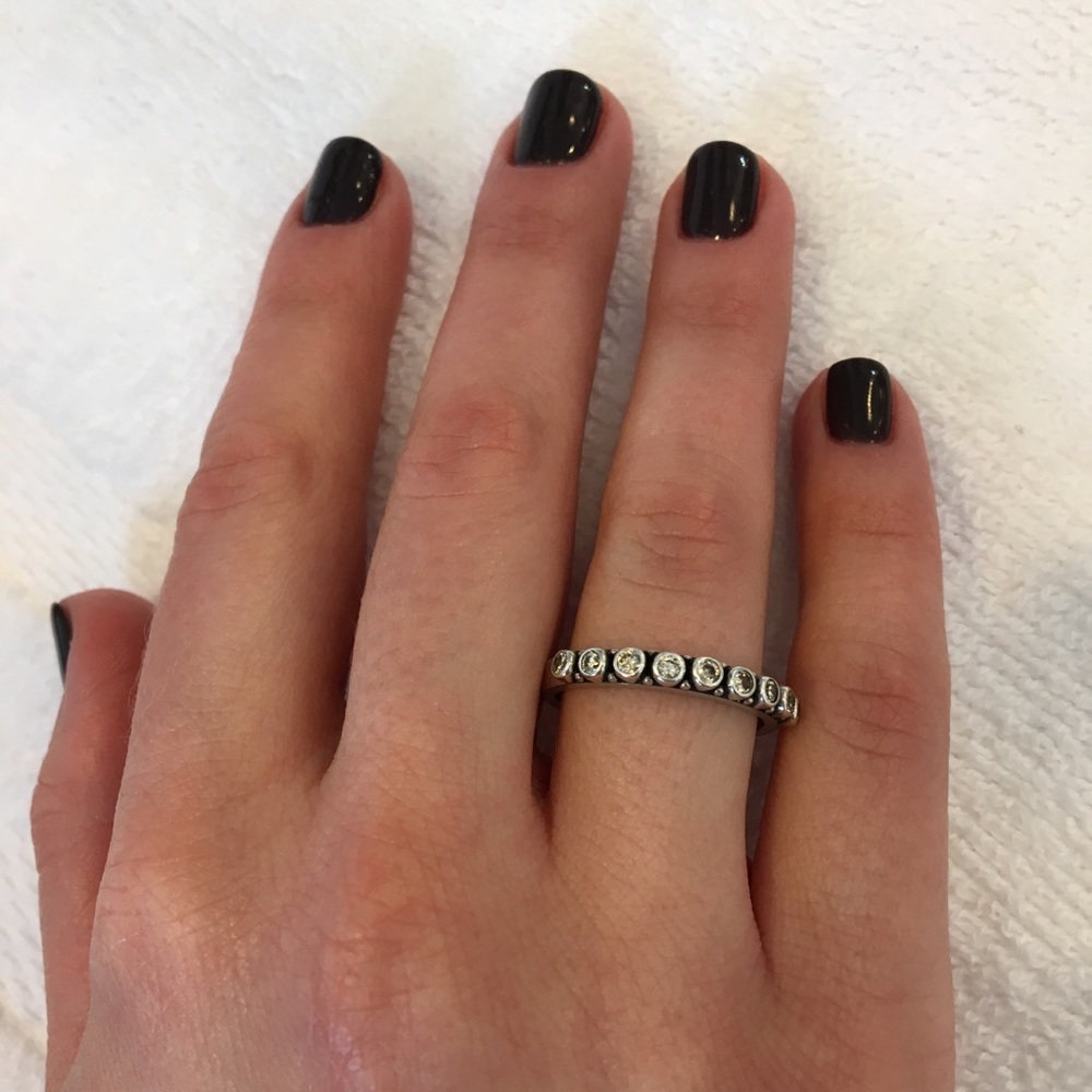 Sterling silver citrine CZ stack ring SZ 7